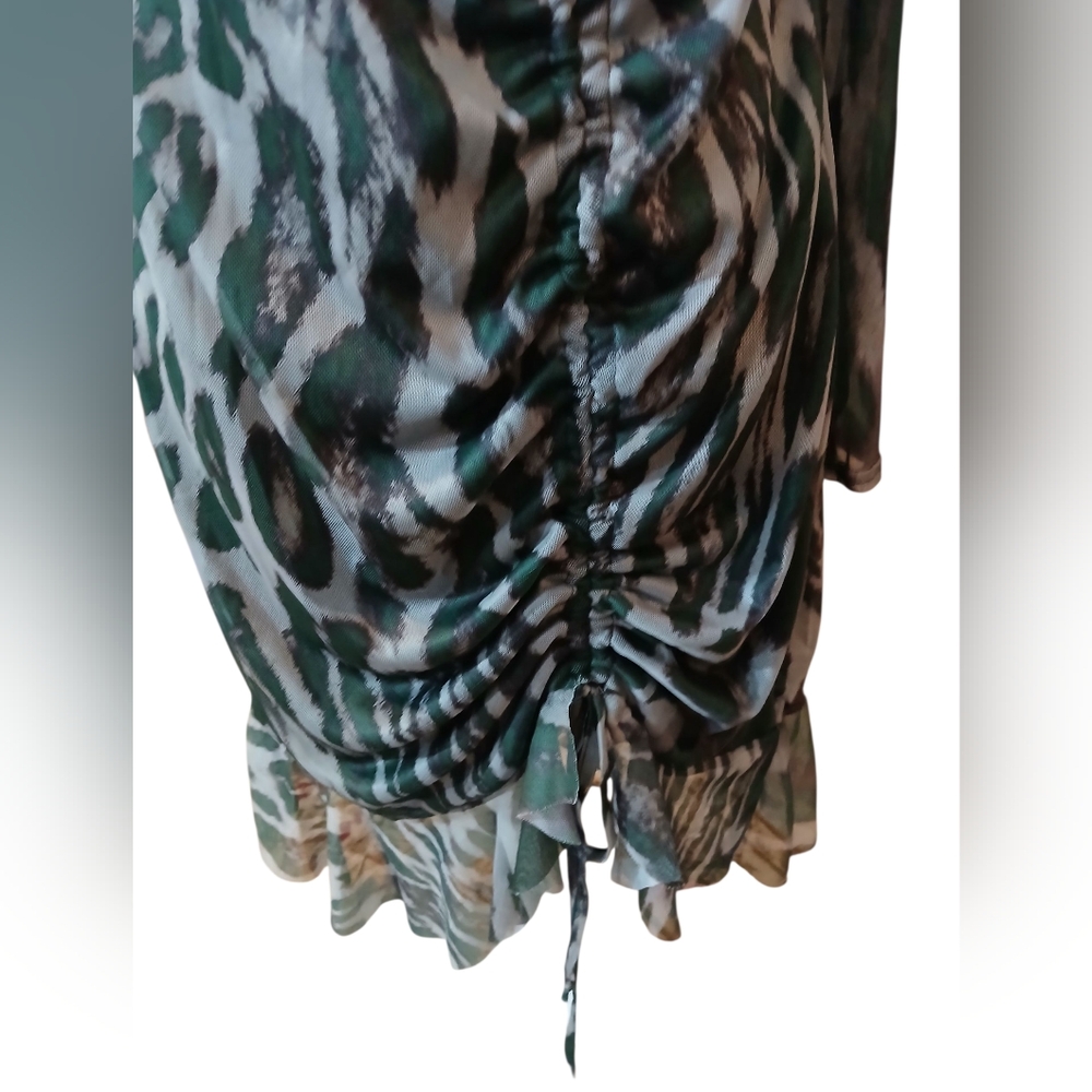 Pretty Little Thing Mesh Sheer Ruched Assymetric Dress 10 Fairy goth Gothic - Picture 3 of 12